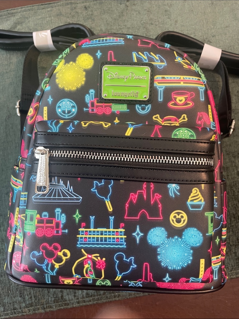 Disney Parks Neon Attraction Icons Mini Loungefly Backpack